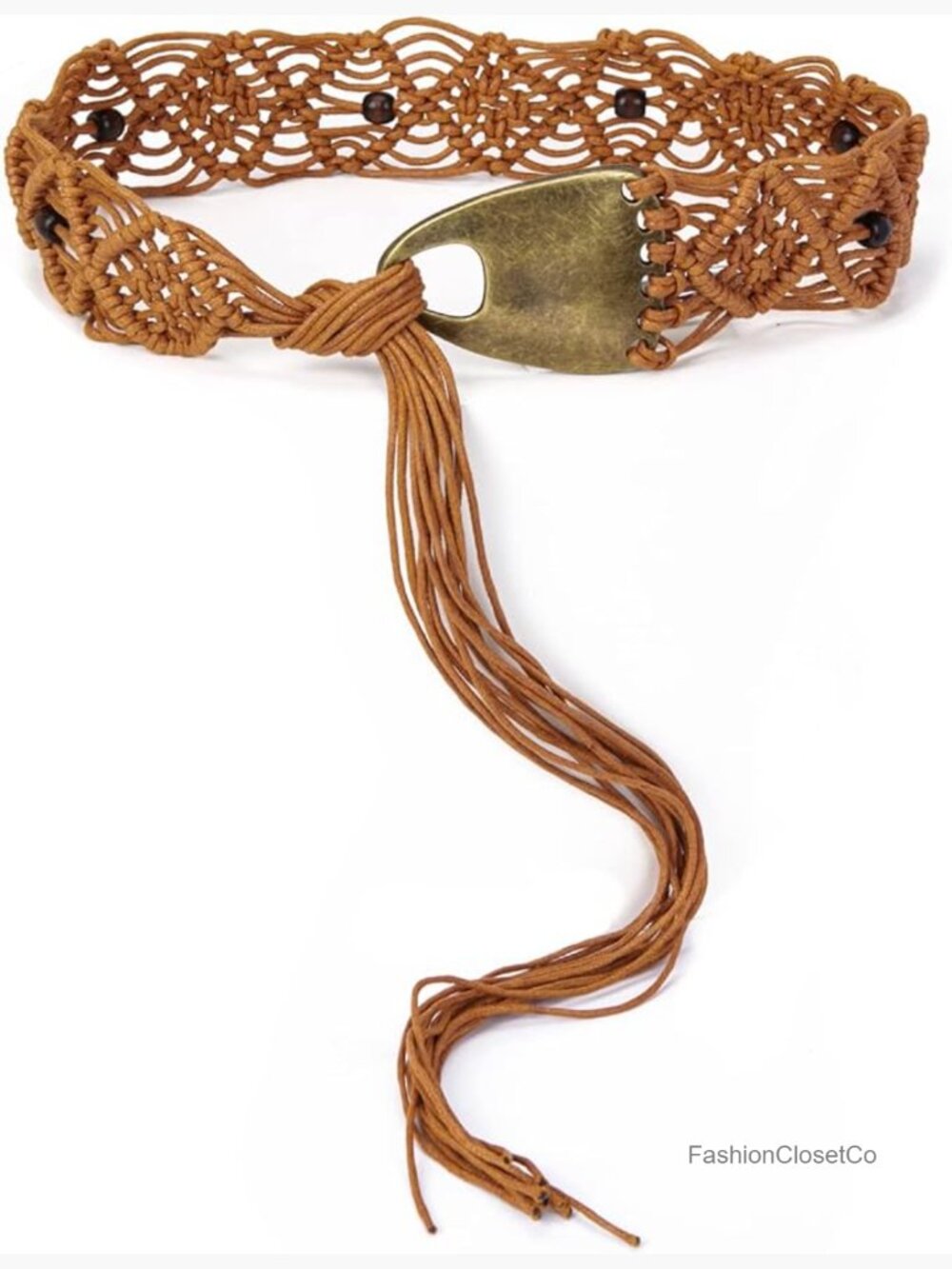 Woven Rope Braid Waist Belt with Alloy Buckle - Picture 1 of 7